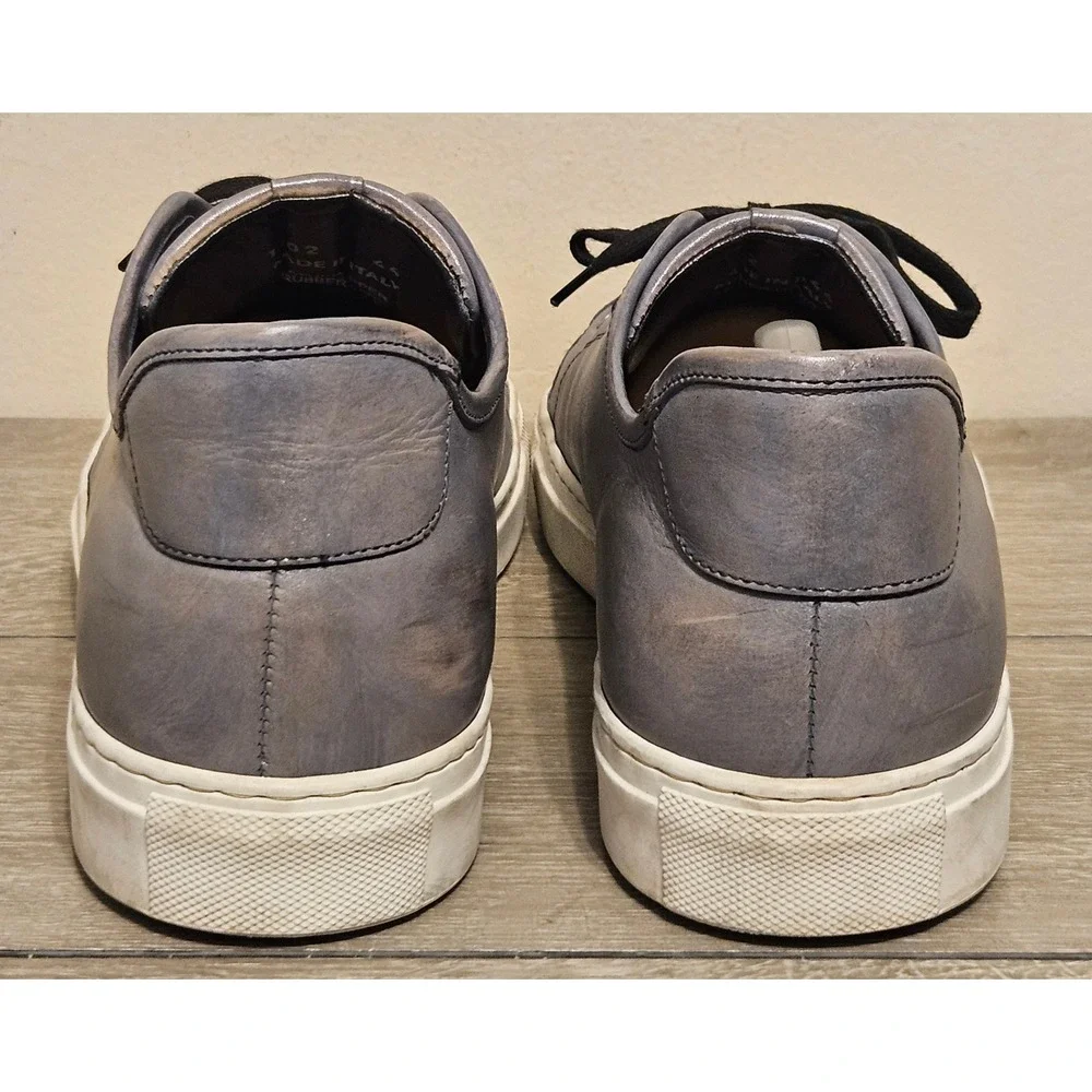 Dario Vis Mens Blue Grey Leather Low Top Sneakers Made in Italy 1402 Sz 44 / 11